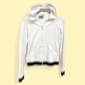 2000’s Juicy Couture | Black and White Terrycloth Zip-up Hoodie